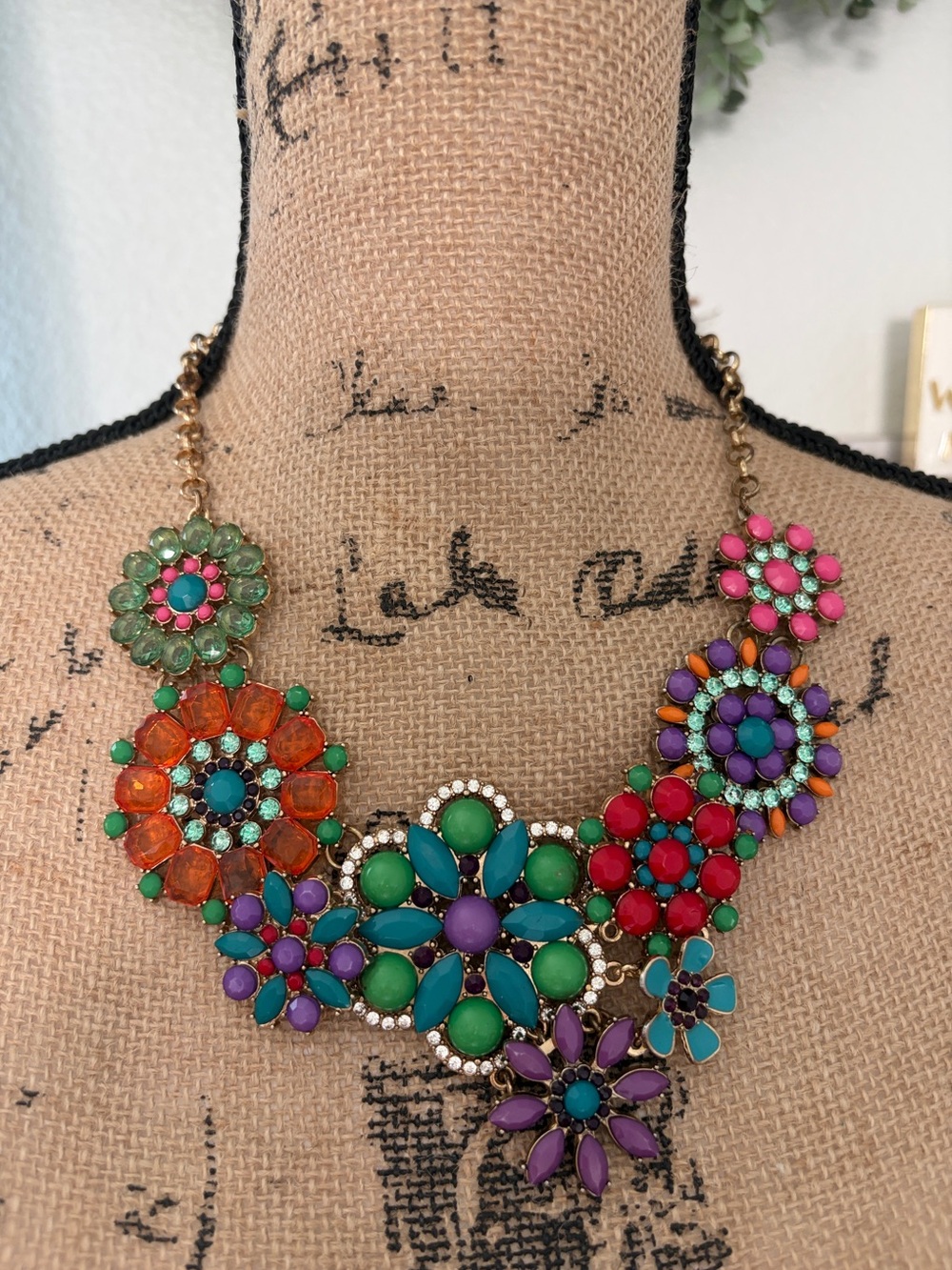 Colorful Floral Statement Necklace - Multicolor